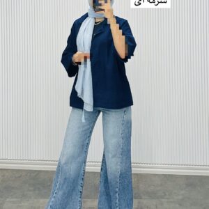 مانتو کتان یقه شکاری کد 40563