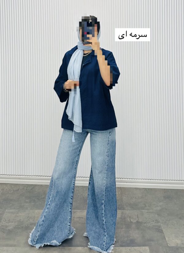مانتو کتان یقه شکاری کد 40563
